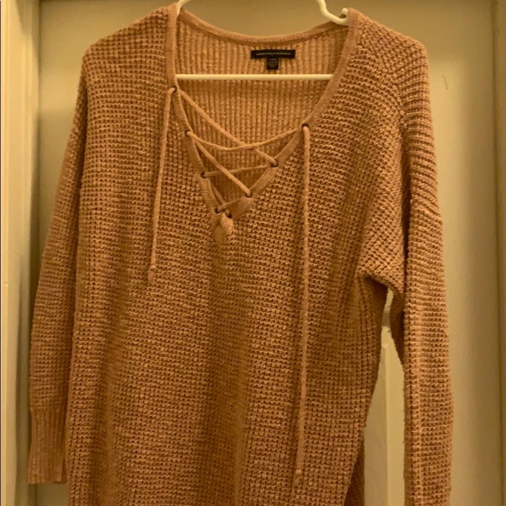 Lace up sweater